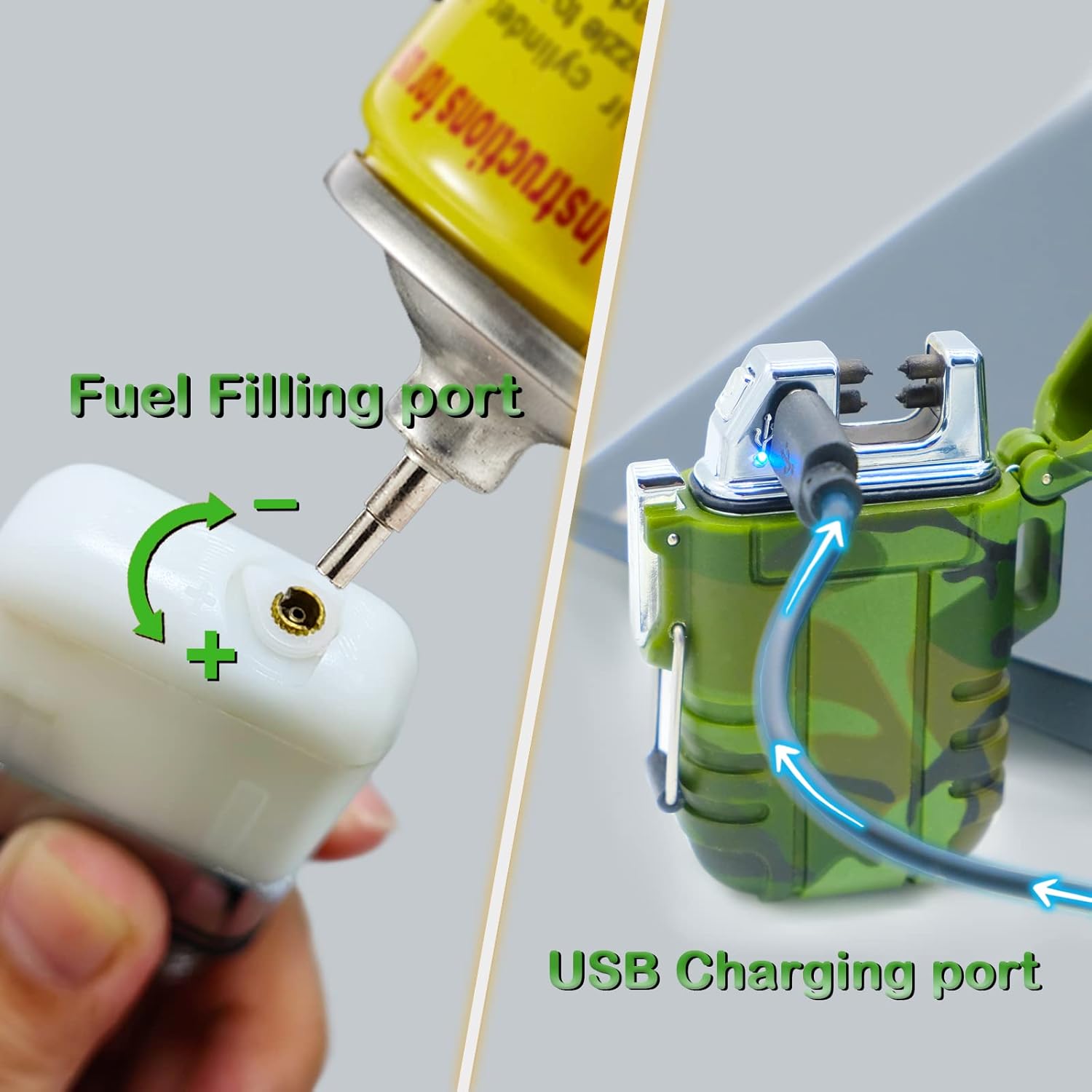 2 Pack Waterproof Lighter Outdoor Windproof Torch Lighters Dual Arc Butane Electric Lighters USB Rechargeable Lighters Flameless Plasma Lighter Camping Hiking Adventure Survival Tactical Gear - Image 4