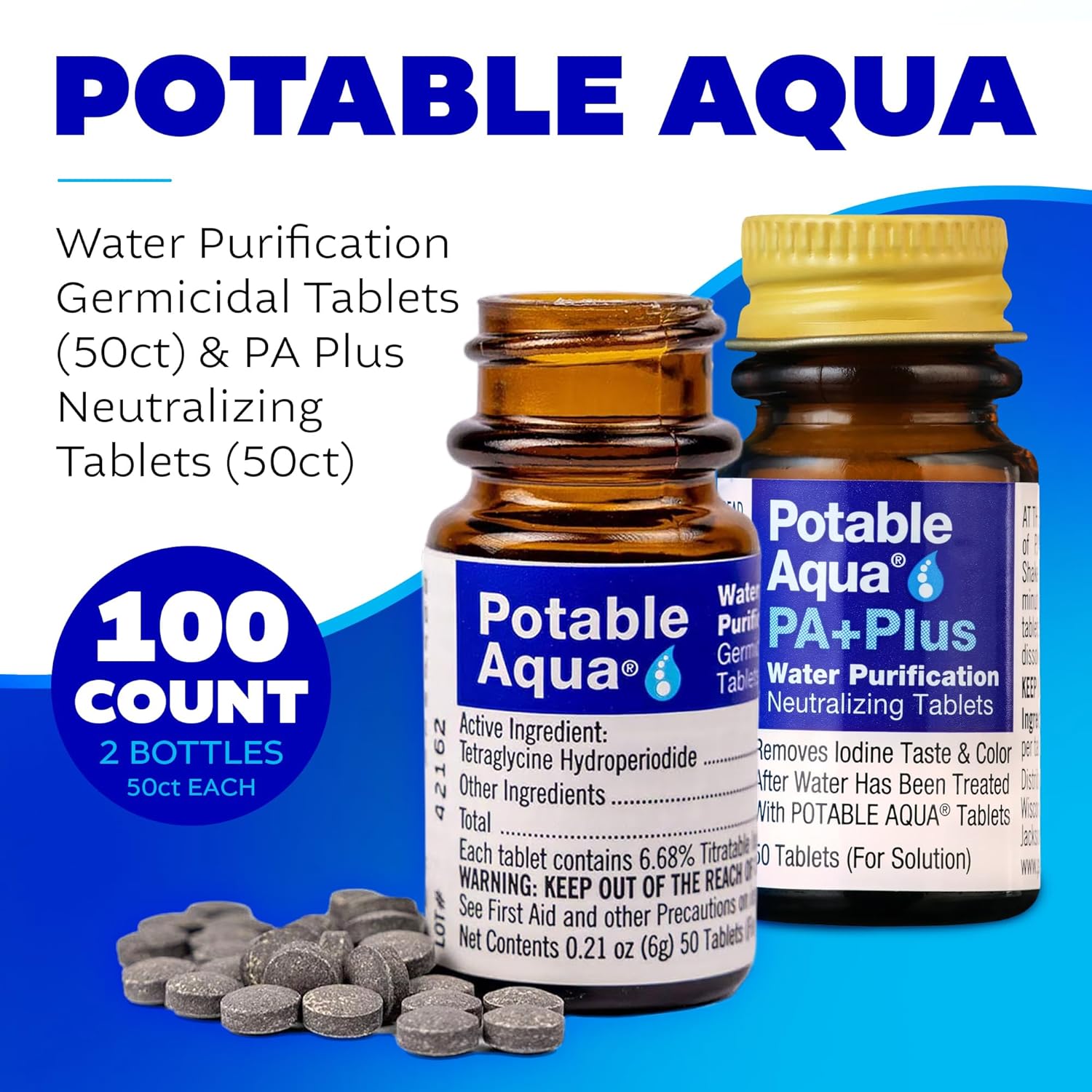portable water purification tablets for clean drinking water during camping and emergencies