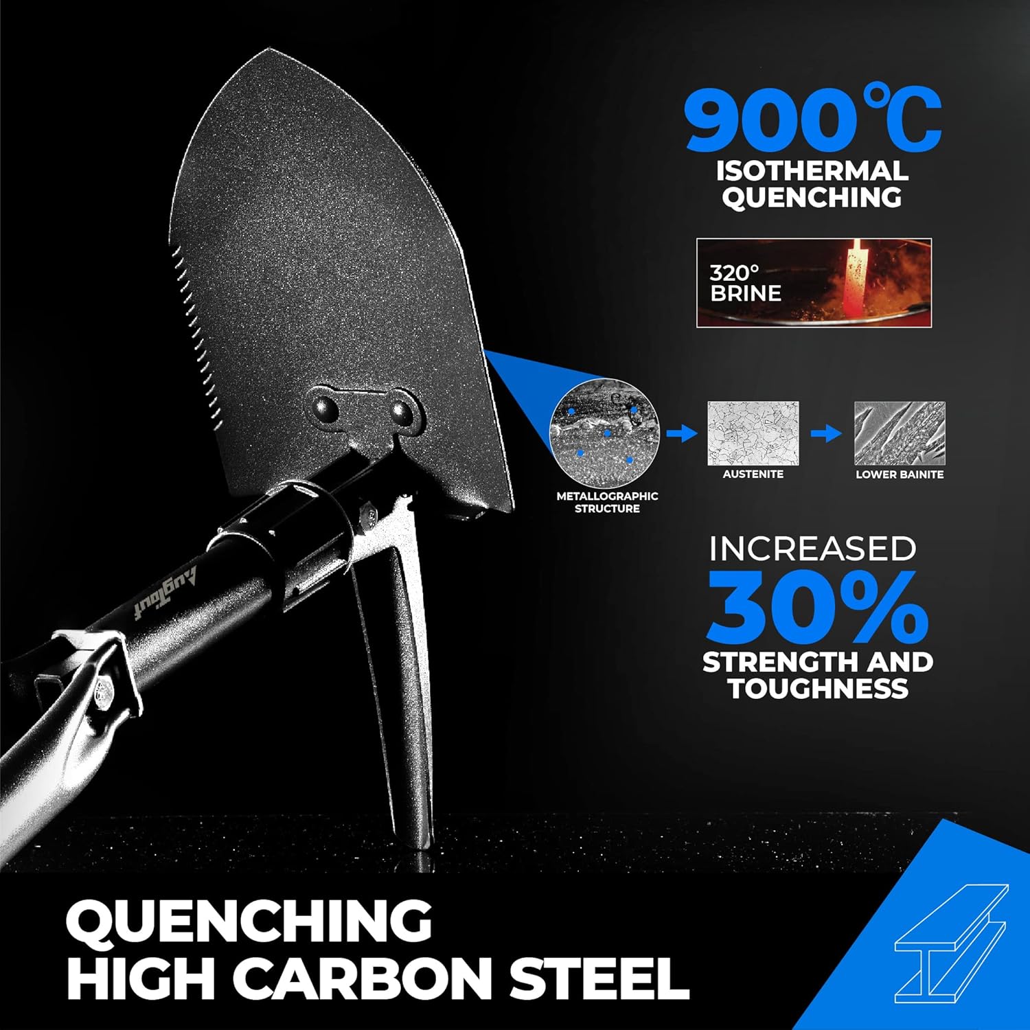 Versatile 3-fold camping shovel for digging, chopping, and survival tasks, perfect addition to backpacking first aid kit and hiking gear