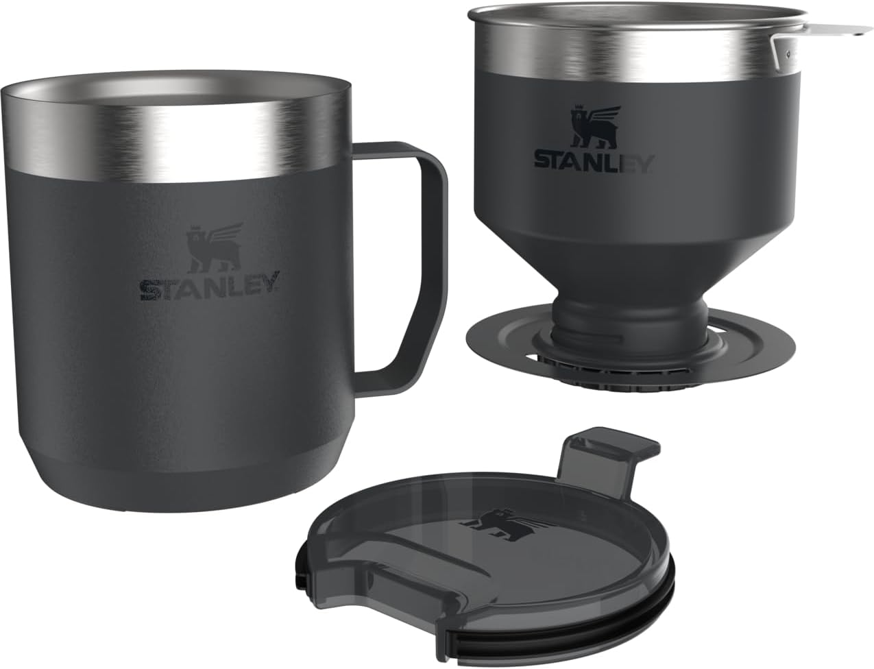 Close-up of STANLEY stainless steel reusable coffee filter for pour over coffee