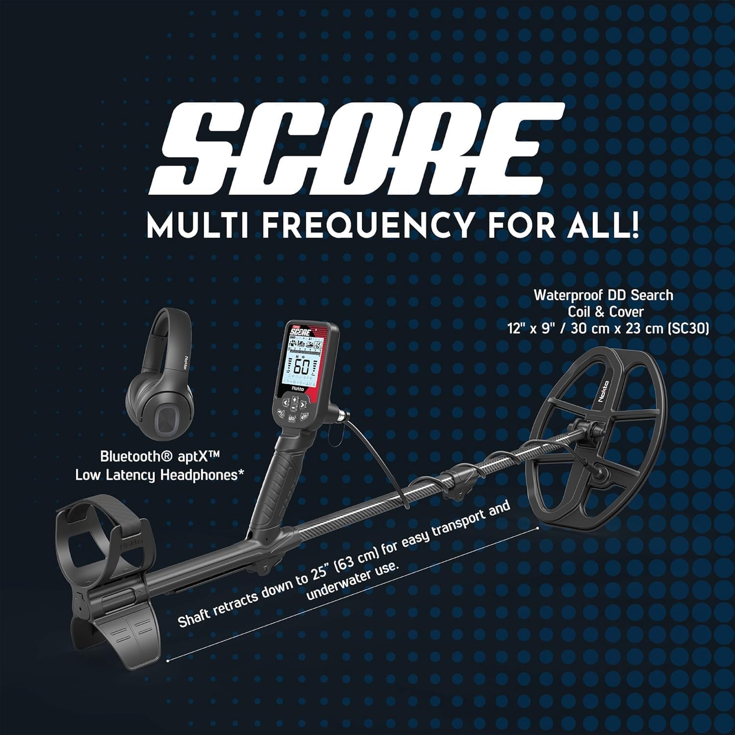 Adult using Nokta Triple Score waterproof metal detector for treasure hunting