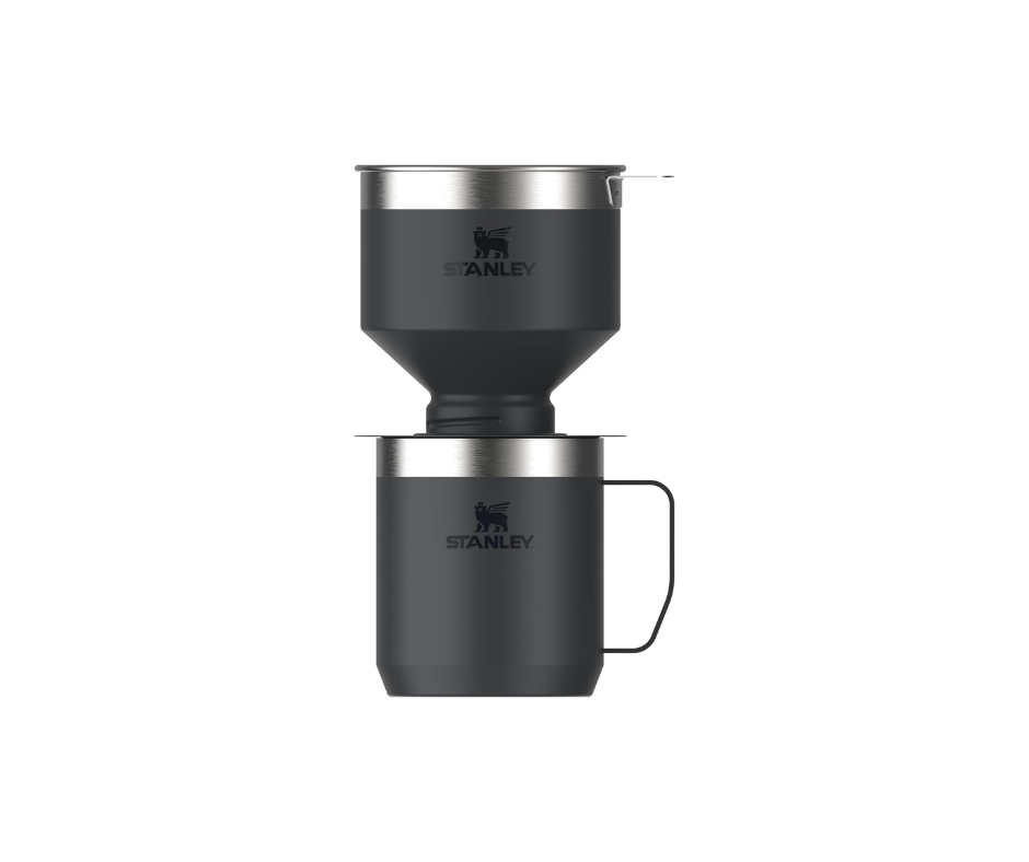 STANLEY Perfect Brew Pour Over Set with 12 oz insulated camp mug and reusable stainless steel filter in Black
